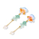 Tropical Fish Coral And Pearl Enamel Dangle Tassel Stud Earrings1