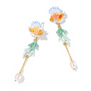 Tropical Fish Coral And Pearl Enamel Dangle Tassel Stud Earrings2