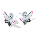 Butterfly And Zircon Enamel Stud Earrings1