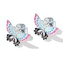 Butterfly And Zircon Enamel Stud Earrings2