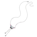 Butterfly And Zircon Enamel Pendant Tassel Necklace1