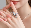 Butterfly And Zircon Enamel Adjustable Ring2