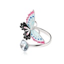 Butterfly And Zircon Enamel Adjustable Ring