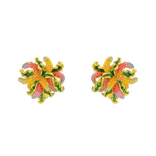 Colorful Yellow Wheat Enamel Stud Earrings Jewelry Gift