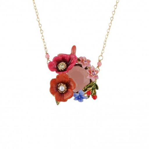 Winter Garden Series Enamel Color Flower Crystal Plating Gold Necklace